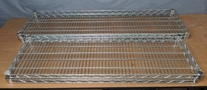 lot 183 image: Set of (4) Wire Shelves Missing Mounting Brackets, Silver - X