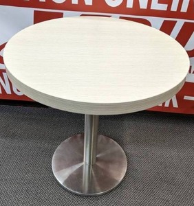 lot 131 image: Round Caf Table with Chrome Pedestal Base - X
