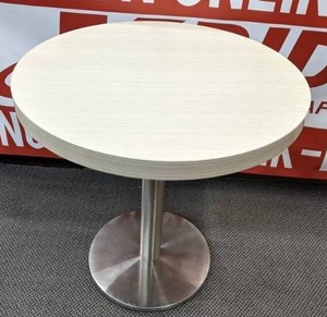 lot 133 image: Round Caf Table with Chrome Pedestal Base - X