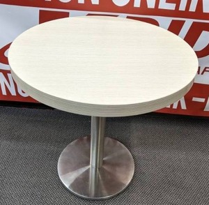 lot 134 image: Round Caf Table with Chrome Pedestal Base - X