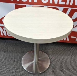 lot 135 image: Round Caf Table with Chrome Pedestal Base - X