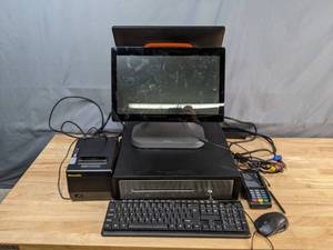lot 4 image: Sunmi Retail Touch Screen Point of Sale Unit with Keyboard, Cash Drawer, Card Reader, and Printer - Q