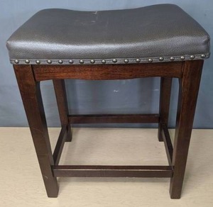 lot 207 image: Upholstered Saddle Seat Stool with Nailhead Trim - X