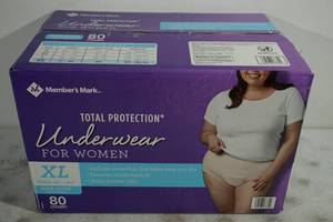 lot 186 image: Members Mark Total Protection Underwear for Women - 80 Count XL