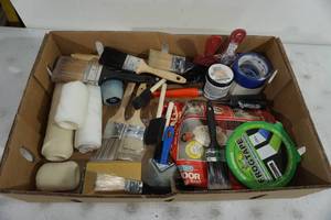 lot 80 image: Assorted Painting Items - Brushes, Tape