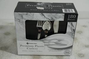 lot 48 image: NEW Members Mark Premium Plastic Cutlery - 180 Count