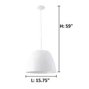 lot 14 image: Coretto 1-Light Glossy White Bowl Pendant with Metal Shade