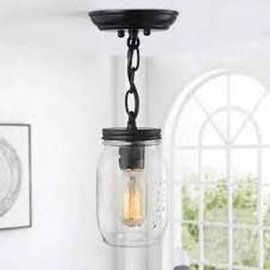 lot 12 image: LNC Flush Mount Lighting Mina 1-Light Oil-Rubbed Bronze Vintage Glass Semi Flush Mount Farmhouse Mason Jar Light Fixture