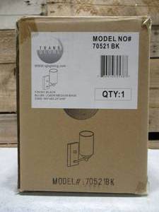lot 10 image: Bel Air Lighting Mod Pod 4.5 in. 1-Light Black Wall Sconce with Frosted Glass Cylinder Shade
