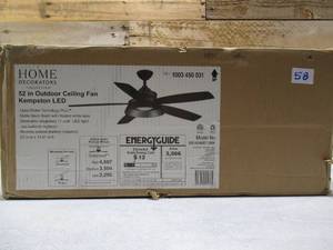 lot 59 image: Home Decorators Collection Baxtan 56 in. LED Matte Black Ceiling Fan with Light and Remote Control