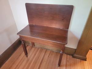 Antique Folding Game Table with Bench