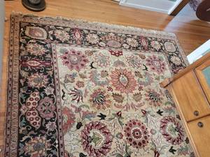 Dramatic Taupe to Black Wool Area Rug  120 x99