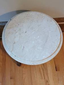Antique Carved Mahogany Marble Accent Table
