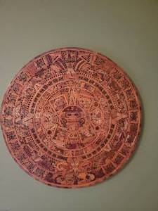 Exotic Aztec Calendar in Sculpted Wood