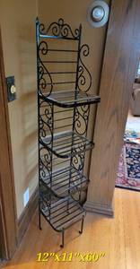 Charming Black Metal Bakers Rack