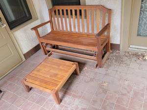 Teak Patio Glider and Ottoman
