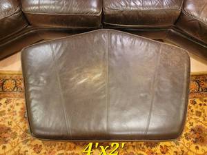 Brown Leather Curved Sofa