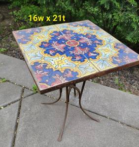 Striking Painted Tile Outdoor Cafe Table