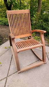 Gorgeous Teak Outdoor Patio Rocking Chair by Homes Vintage