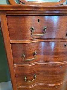 Antique Hi Boy 6 Drawer Dresser with Vanity Mirror Top