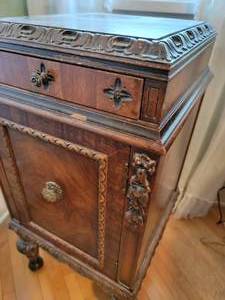 Antique Carved Side Table Night Stand