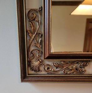 Retro Wall Mirror with Floating Scrollwork