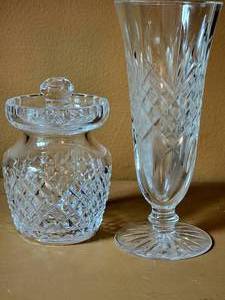 Waterford Crystal Vase and Mustard Jar