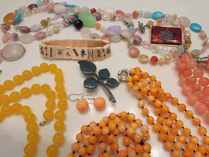 Summer Sunshine Necklaces  Pink  Melon  Pineapple Dyed Pearls & Gemstones