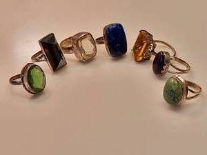 Sparkling Faceted Gemstone Rings, size 8