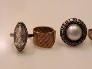 Collection of Sterling Rings Set with Polished Stones, size 9