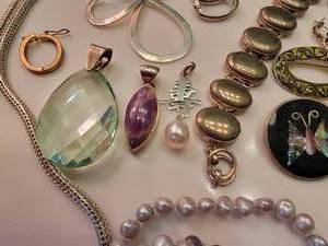 Heavy Sterling Necklaces  Pearls  Pendants  Pins