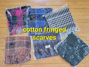 Collection of 6 Cotton Fringed Scarves  New