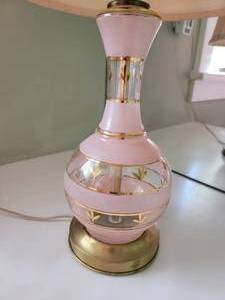 Vintage Pink Painted Boudoir table Lamp