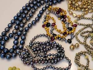 Shimmering Purple Pearl to Polished Lime Gemstone Necklaces