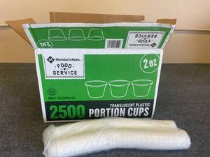 lot 21 image: Large Box of 2 Oz Portion Cups and Lids