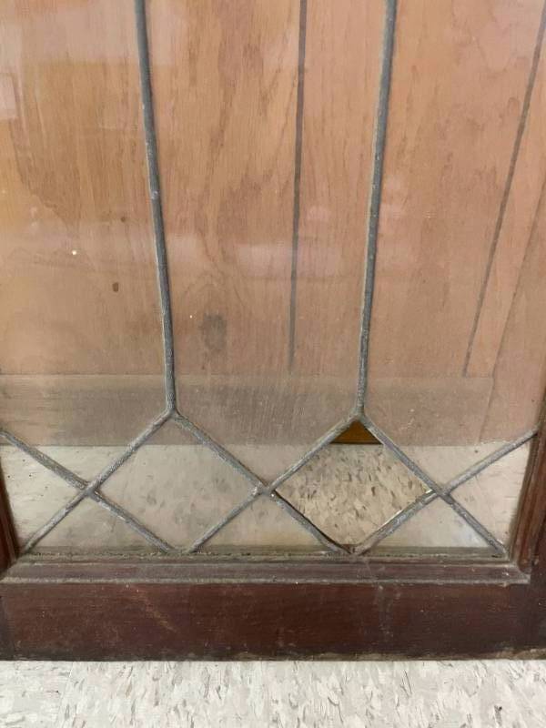 lot 87 image: Vintage Wood and Glass Swing Cupboard Doors. 