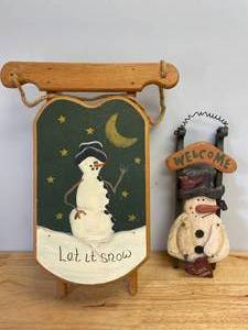 lot 21 image: 2 Decorative Christmas Themed Sleds