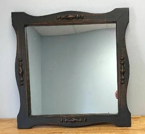 lot 42 image: Square Decorative Mirror with Wooden Frame 22x 22