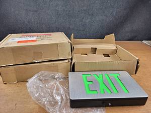 Lot of (3) NOS Sure-Lites EXIT Signs - Aluminum Enclosure - Green - Part No. 34936500