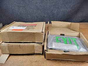 Lot of (3) NOS Sure-Lites EXIT Signs - Aluminum Enclosure - Green - Part No. 34936500