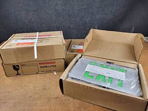 Lot of (4) NOS Sure-Lites EXIT Signs - Aluminum Enclosure - Green - Part No. 34936500