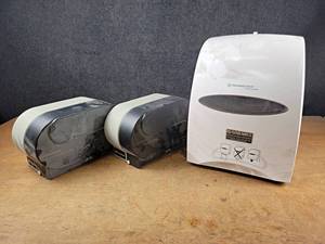 Kimberly-Clark Paper Towel Dispenser and (2) Georgia-Pacific Toilet Paper Dispensers