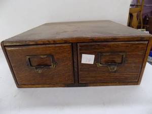 lot 38 image: Vintage Oak File Box 2 Drawer