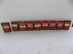 lot 42 image: 9 Vintage Tin Tobacco Tins 1 58 oz