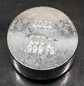 lot 04 image: 2021 BUNKER BULLION CHUNK 100grams .999 FINE SILVER