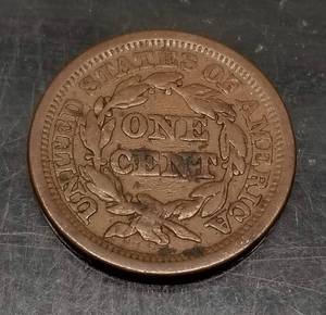 lot 06 image: 1853 US BRAIDED HAIR LARGE CENT
