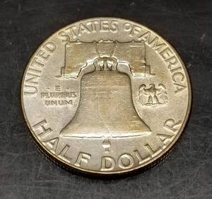 lot 09 image: 1955 FRANKLIN HALF DOLLAR NICELY TONED