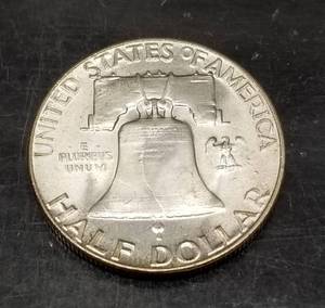 lot 17 image: 1956 FRANKLIN HALF DOLLAR NICELY TONED