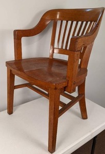 lot 75 image: Vintage Solid Wood Bankers Chair