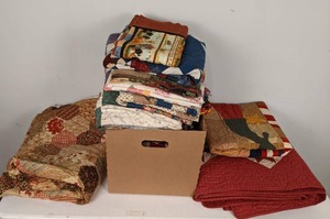 lot 92 image: Assortment of Finished and Unfinished Quilts